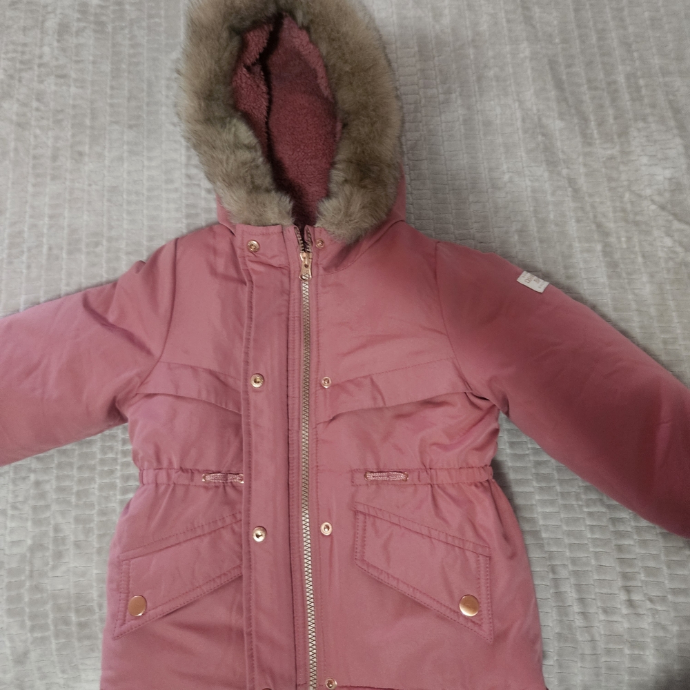 OshKosh B'gosh Pink Kids Jacket with Faux Fur Hood - Picture 12 of 16